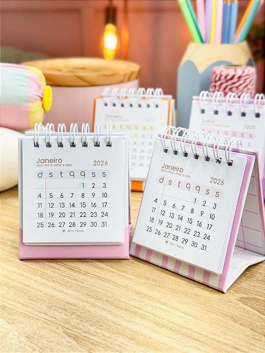 Calendário de Mesa 2026 - Estilo Minimalista