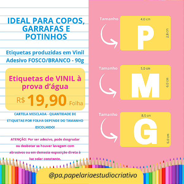 Etiquetas Vinil Adesivo Fosco à Prova d'Água - Folha A4