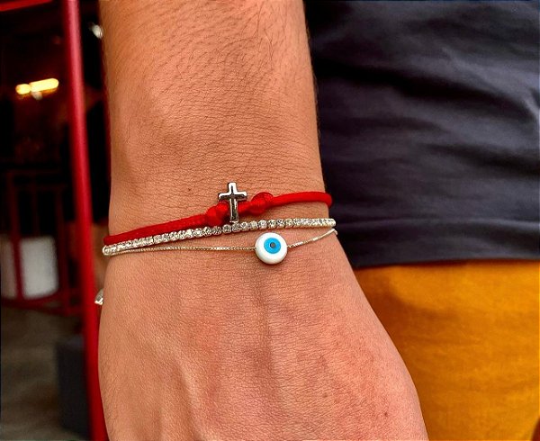 Pulseira olho grego prata