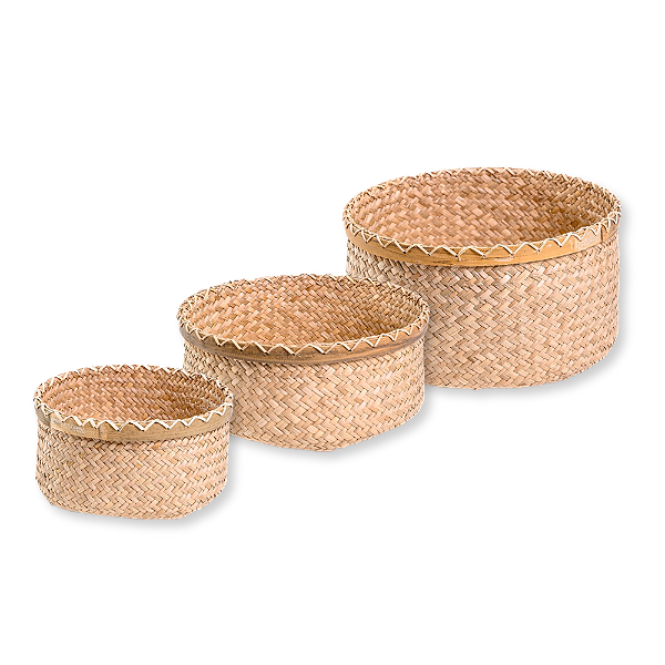 Cesto de Fibra Redondo Baixo - Jogo 3 Peças