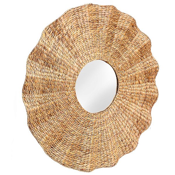 Espelho Decorativo Redondo Fibra Natural de Aguapé