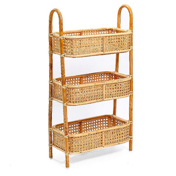 Prateleira Organizador de Rattan 3 Andares