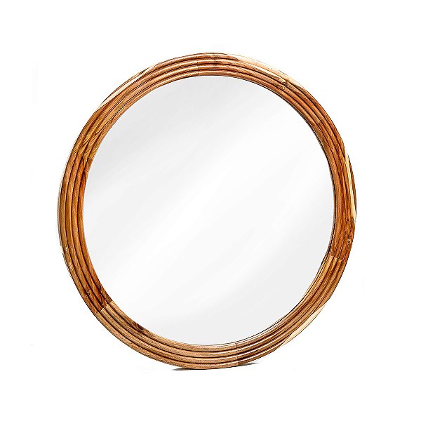 Espelho Redondo de Madeira Acácia Wood