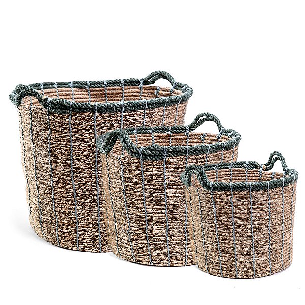 Cesto Redondo Alto Bicolor - Jogo 3 Peças