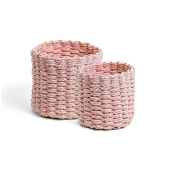 Cesto de Fibra Redondo Rose - Jogo 2 Peças