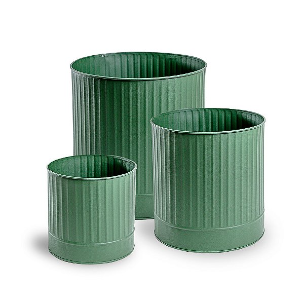 Cachepot de Ferro Verde - Jogo 3 Peças