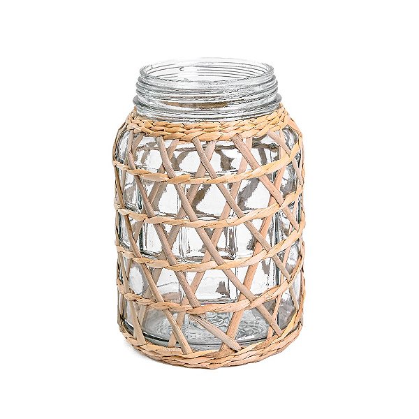 Pote de Vidro Decoração Bambu