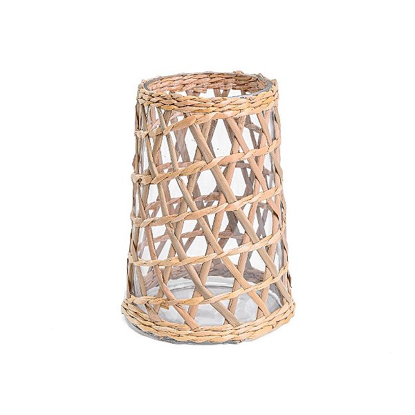 Vaso de Vidro com Revestimento de Palha