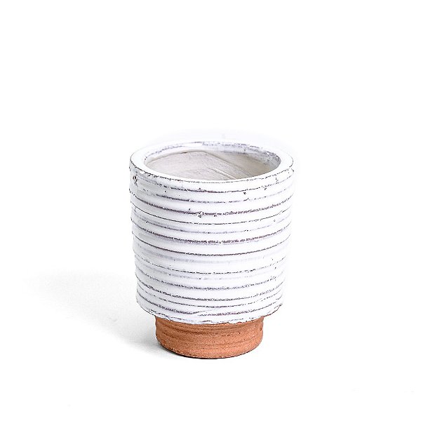 Cachepot Terracota Decorativo Listrado Com Base