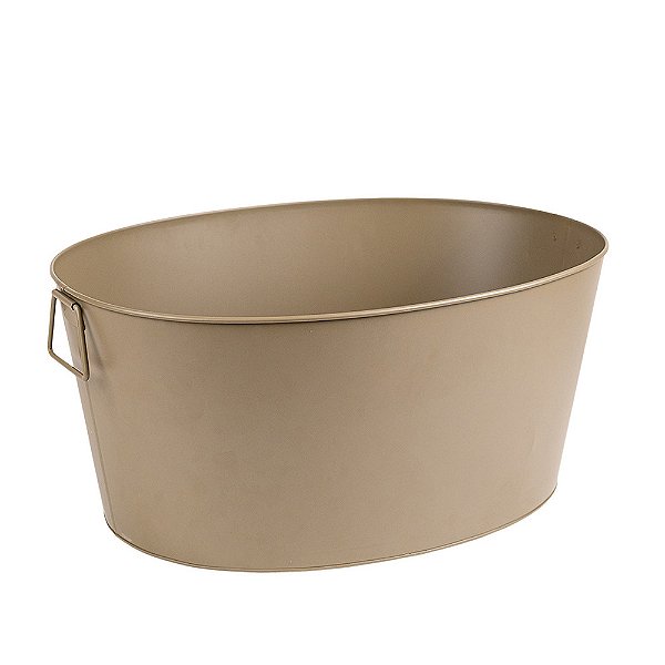 Balde De Metal Oval Decorativo Cinza
