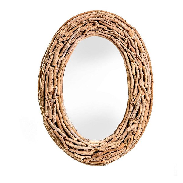Espelho De Vidro Oval Com Galhos