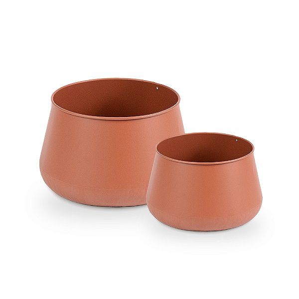 Pote Metal Marrom - kit com 02 unidades