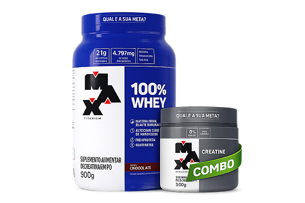 WHEY 100% MAX TITANIUM 900G POTE + CREATINA 300G
