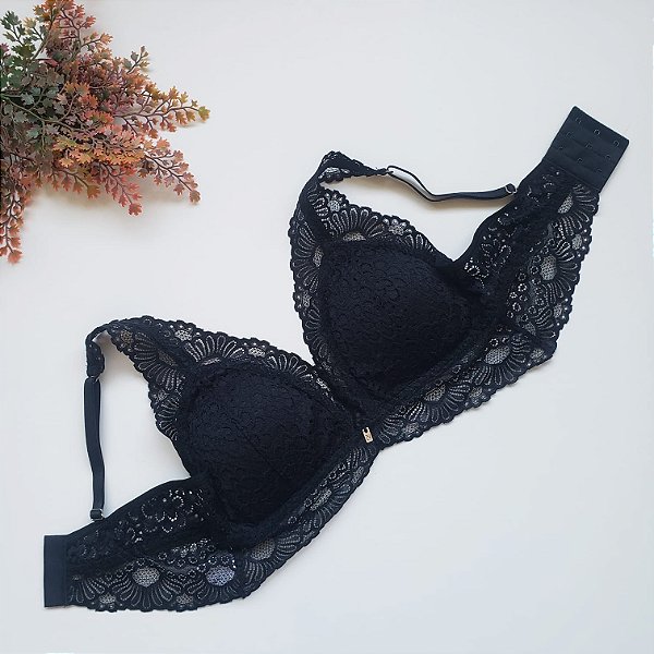 Sutiã Renda Floral Estilo Bralette com Bojo Removível