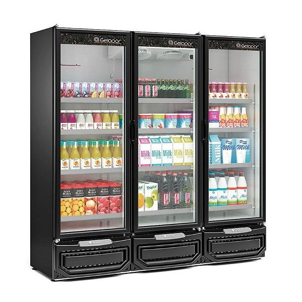 REFRIGERADOR VERTICAL GCVR-1450/PR 3 PORTAS - GELOPAR