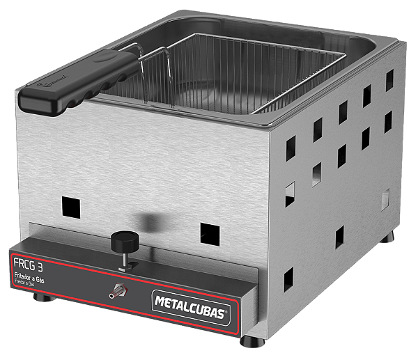 FRITADEIRA A GAS FRCG-3 1 CUBA 3L BAIXA PRESSAO - METALCUBAS