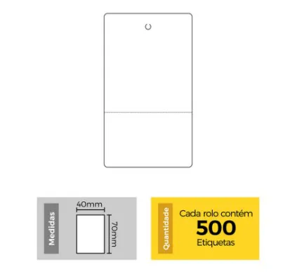 ETIQUETA TAG-128/129 40X70X1C 1 PICOTE COUCHE NEUTRA C/500