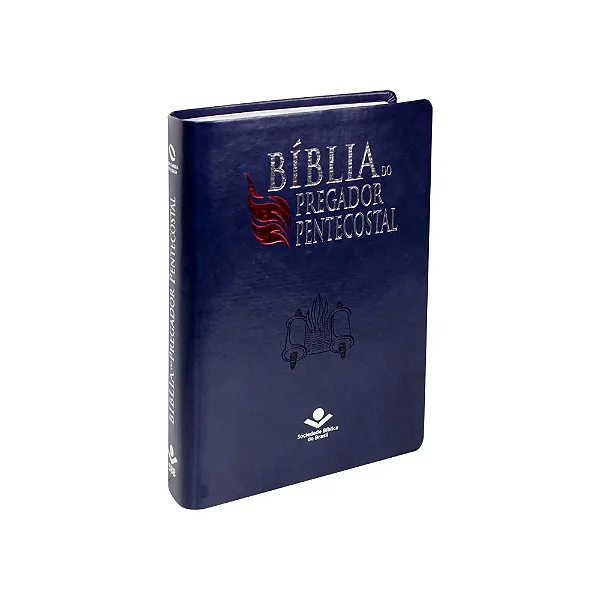 Bíblia do Pregador Pentecostal - Capa em couro sintético, azul nobre, índice