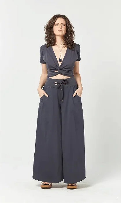 Calça Pantalona Cinza