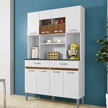 Kit Cozinha CHF Móveis Ônix 6 Portas Branco/Carvalho