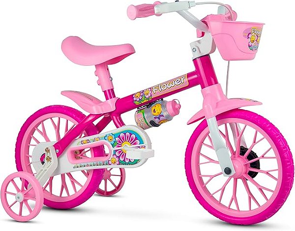 BICICLETA NATHOR ARO 12 FLOWER  ROSA