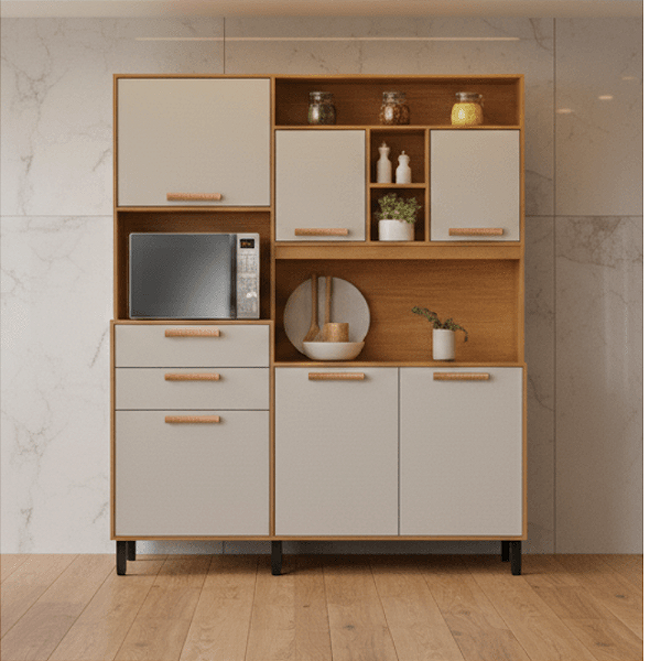 Kit Cozinha Itatiaia Nápoles KIT-160 – 6 Portas e 2 Gavetas – Cinamomo / Off