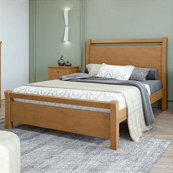 Cama Casal Lopas 1,40 Reali Amêndoa Clean