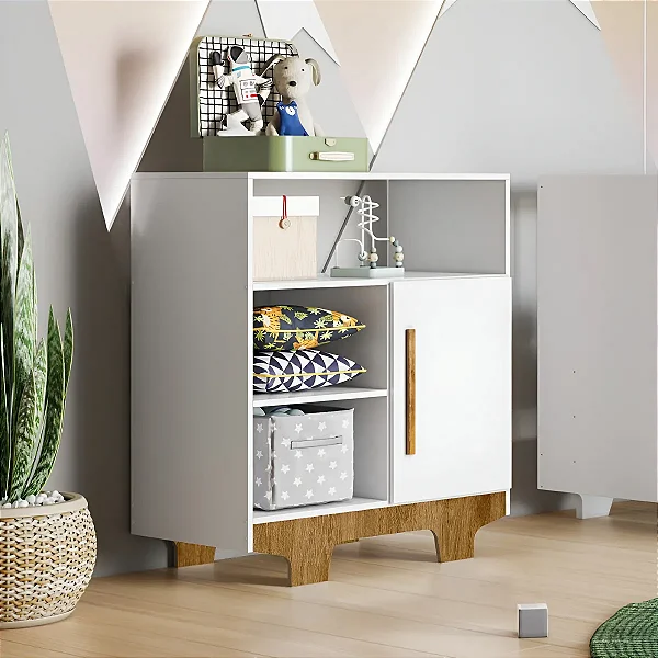 COMODA TIGUS FLOCOS OFF/AMADEIRADO