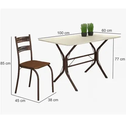 CONJ MACAE TEIXEIRA 4CAD BASE MARICA CREME C/RATAN CAR MARRO