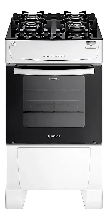 FOGAO ATLAS 4 BOCAS MONACO TOP GLASS BRANCO 20