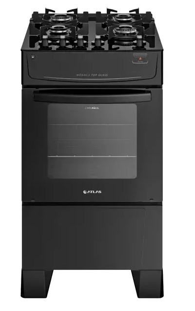 FOGAO ATLAS 4 BOCAS MONACO TOP GLASS PRETO 20