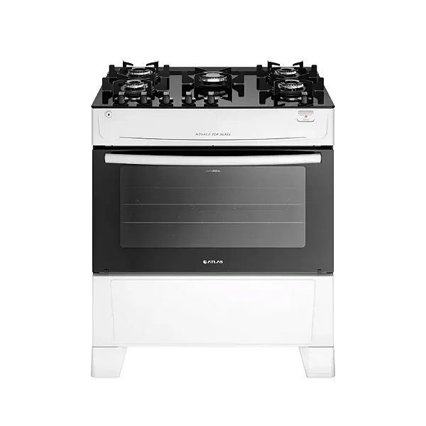 FOGAO ATLAS 5 BOCAS MONACO TOP GLASS BRANCO 20