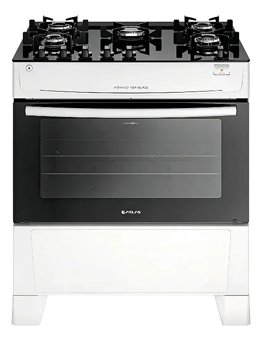 FOGAO ATLAS 5 BOCAS MONACO TOP GLASS BRANCO 20