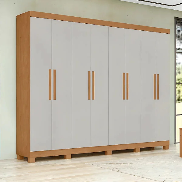 Guarda-Roupa Lopas Andara Soft 8 Portas – Amêndoa Clean / Off (Sem Espelho)