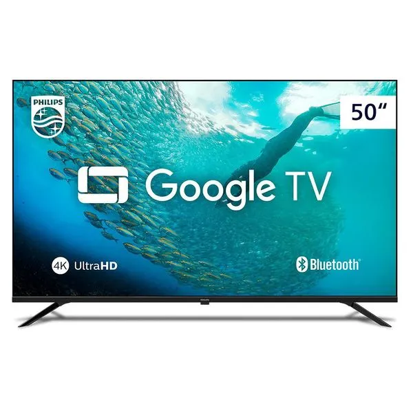 Smart TV Philips 50” 4K UHD LED - Google TV com HDR10, Dolby Audio, Bluetooth e Comando de Voz