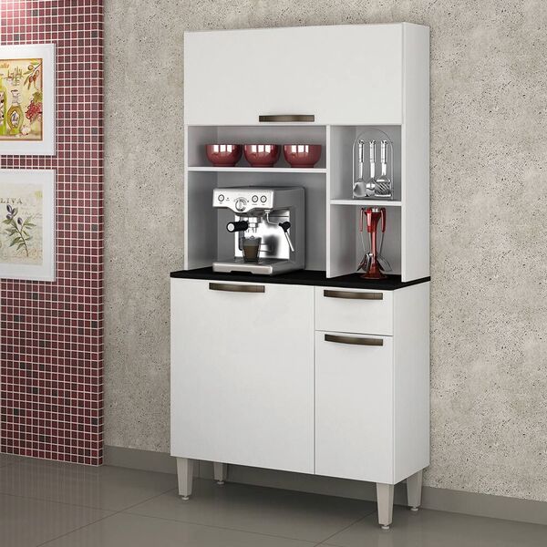 ARMARIO COZINHA SALLETO JASPE 2020 PLUS BRANCO/PRETO