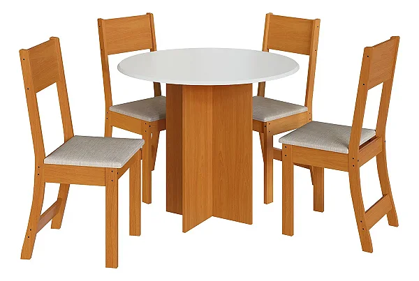 CONJ MESA INDEKES ALICE 4CAD 0,90 RED FREIJO/OFF 1475 CACAU