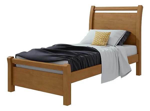 Cama Solteiro Lopas Reali 90cm Amêndoa Clean