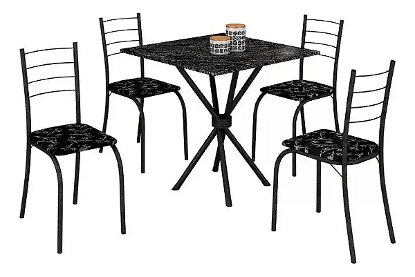 Conjunto Rio Teixeira Base Ipanema Com 4 Cadeiras Preto