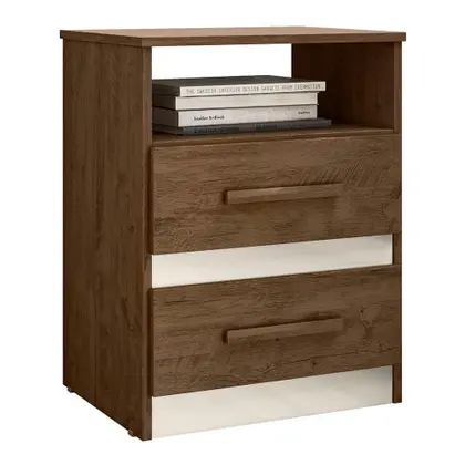 Mesa De Cabeceira Apolo 2 Gavetas Moval Castanho Wood/Off White