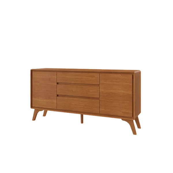 Buffet Sinus 2 Portas 3 Gavetas Naturalle Pés Madeira Maciça