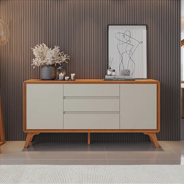 Buffet Sinus 2 Portas 3 Gavetas Naturalle Off White