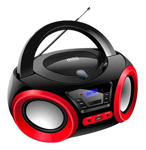 Boombox Lenoxx Bluetooth bd 1370 Cd Usb Rádio Auxiliar Preto/Vermelho