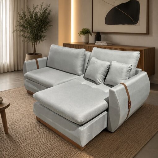 Sofá Majestoso MJ128 M100 – Cinza Claro 9000 Bouclé