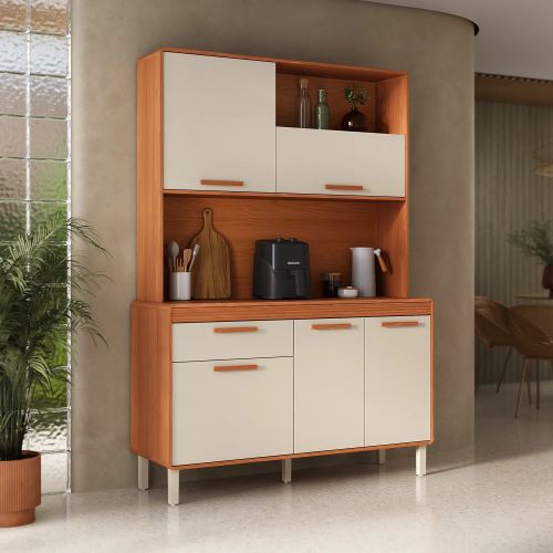Kit Cozinha Itatiaia Dunas 140 – 5 Portas e 1 Gaveta Cinamomo / Off White