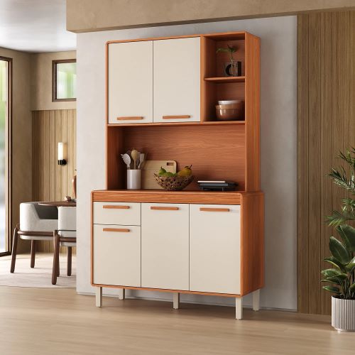 Kit Cozinha Itatiaia Dunas 120 – 5 Portas e 1 Gaveta Cinamomo / Off White