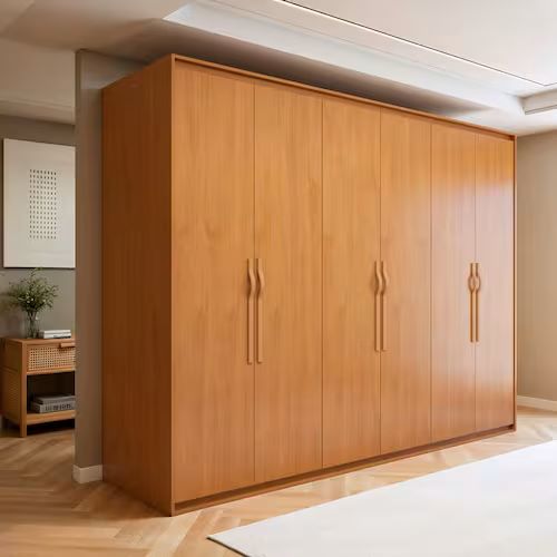Guarda-Roupa Lopas Suavita 6 Portas com Pés – Amêndoa Clean