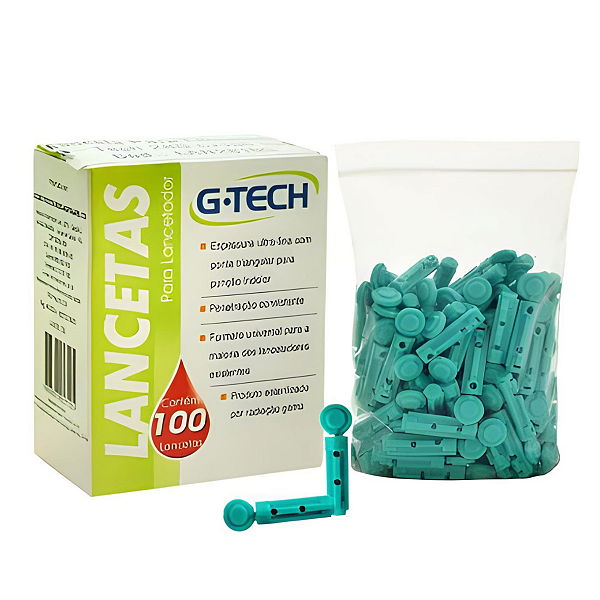Lanceta G-tech Agulha P/ Medir Glicose 100 Unidades