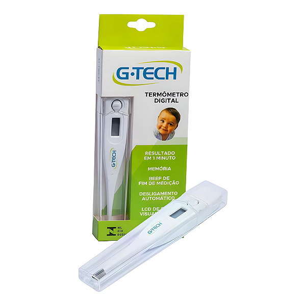 Termômetro Clinico Digital Gtech Febre Branco Sonoro Adulto E Infantil