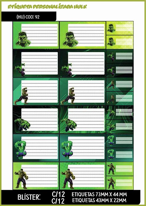 ETIQUETA PERSONALIZADA HU C/24